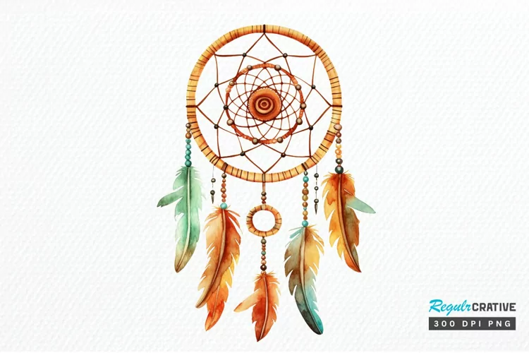 Native American Dreamcatcher Watercolor PNG Clipart