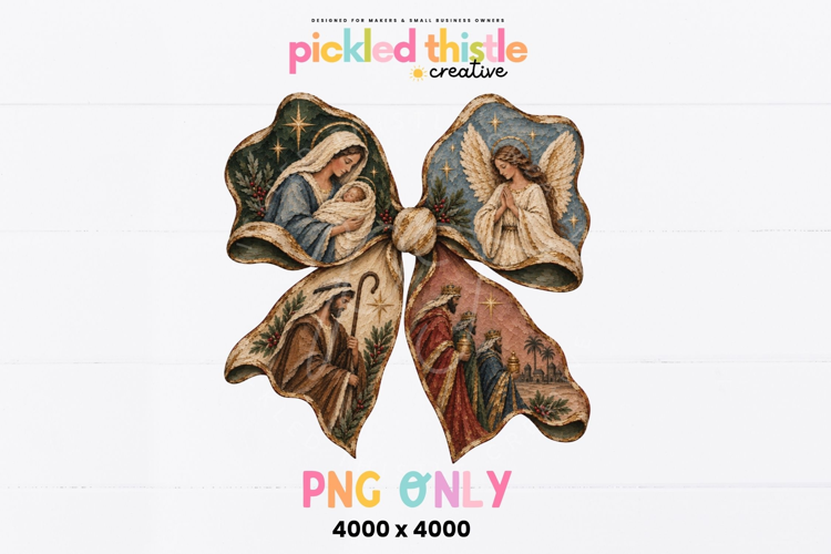 Nativity Bow PNG, Christian Christmas Bow Design