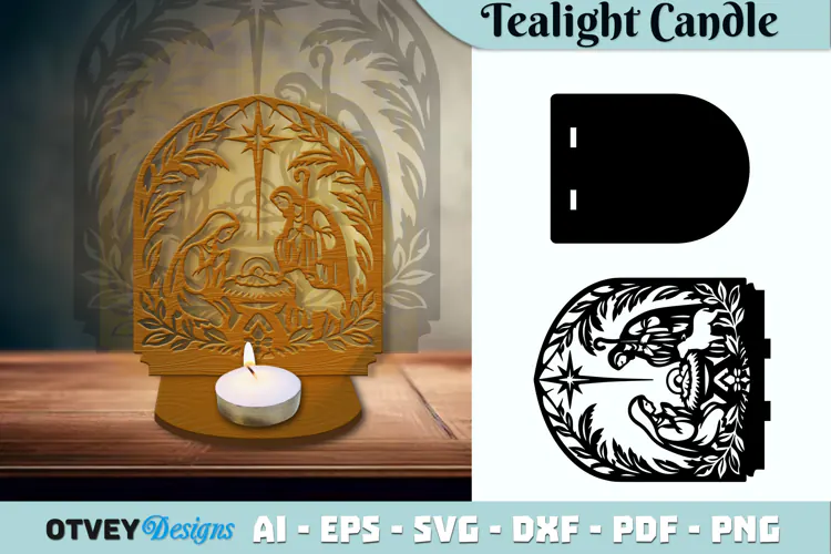 Nativity Candle Holder Lasercut