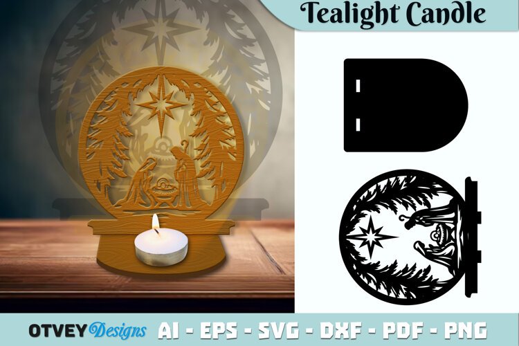 Nativity Candle Holder Lasercut example image 1