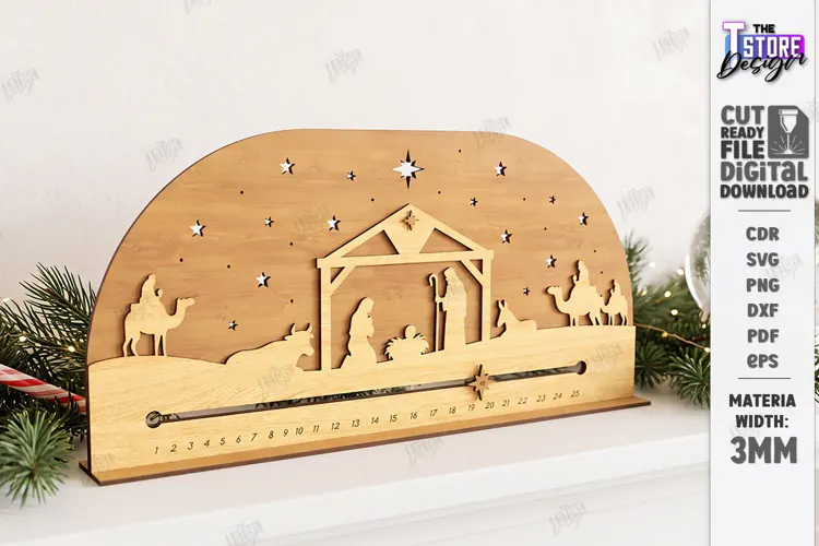 Nativity Christmas Countdown Laser Cut | Wooden Nativity Adv