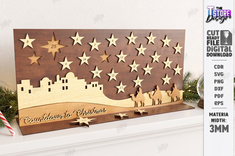 Nativity Christmas Countdown Laser Cut | Wooden Nativity Adv example image 1