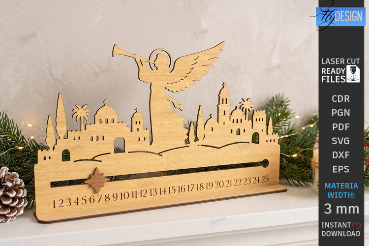 Nativity Christmas Countdown Laser Cut | Advent Calendar SVG example image 1