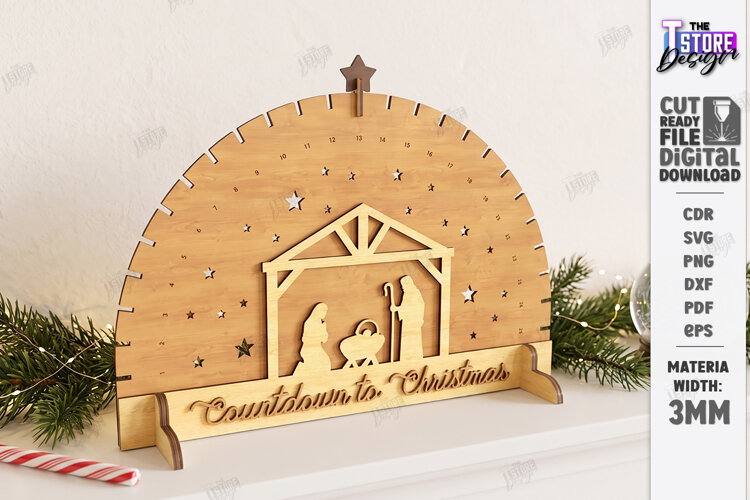 Nativity Christmas Countdown Laser Cut | Wooden Nativity Adv example image 1