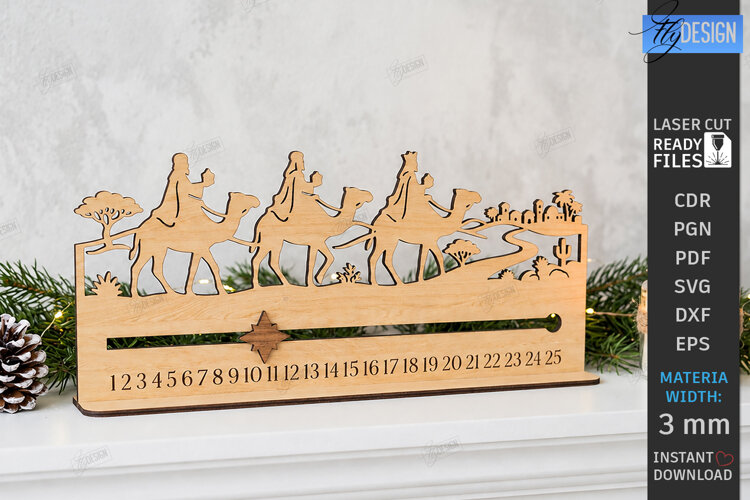 Nativity Christmas Countdown Laser Cut | Advent Calendar SVG example image 1