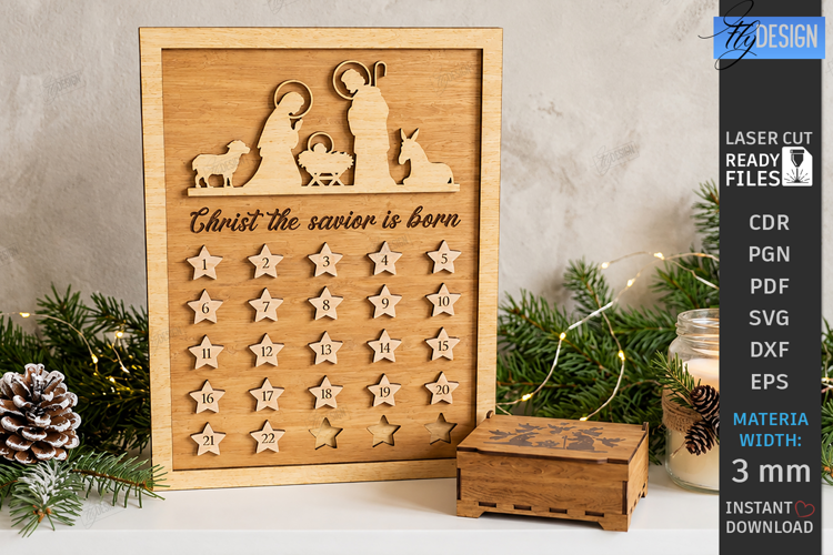 Nativity Christmas Countdown Laser Cut | Advent Calendar SVG