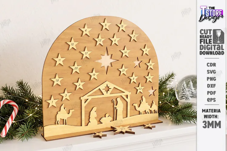 Nativity Christmas Countdown Laser Cut | Wooden Nativity Adv