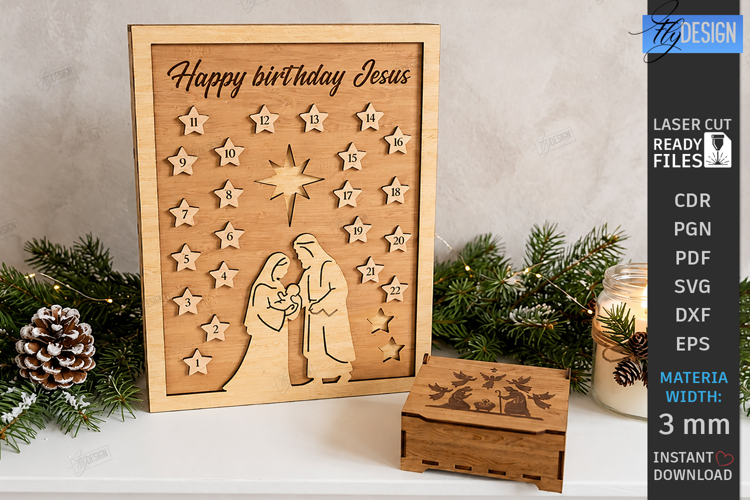 Nativity Christmas Countdown Laser Cut | Advent Calendar SVG