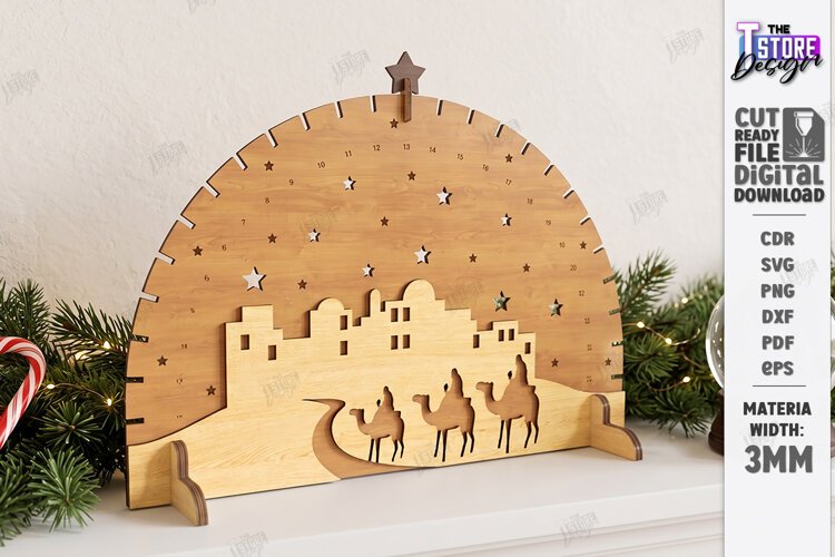 Nativity Christmas Countdown Laser Cut | Wooden Nativity Adv example image 1