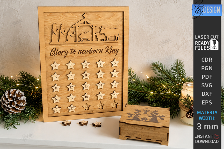 Nativity Christmas Countdown Laser Cut | Advent Calendar SVG