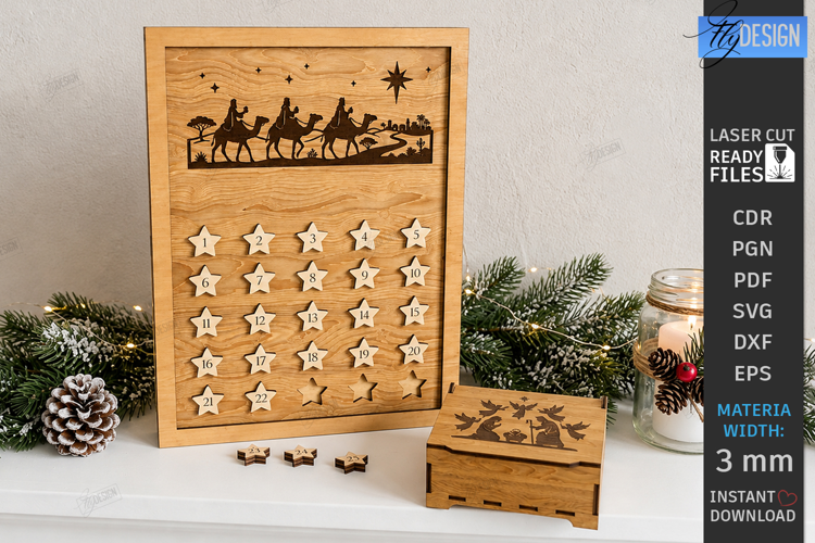 Nativity Christmas Countdown Laser Cut | Advent Calendar SVG
