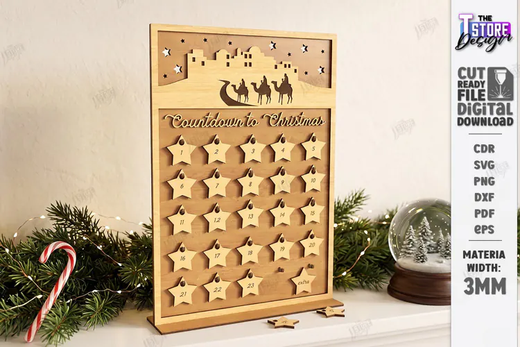 Nativity Christmas Countdown Laser Cut | Wooden Nativity Adv