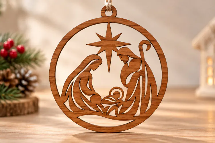 Nativity Christmas Door Hanger SVG Laser Cut