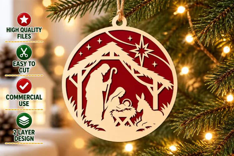 Nativity Christmas Laser Cut Ornament SVG