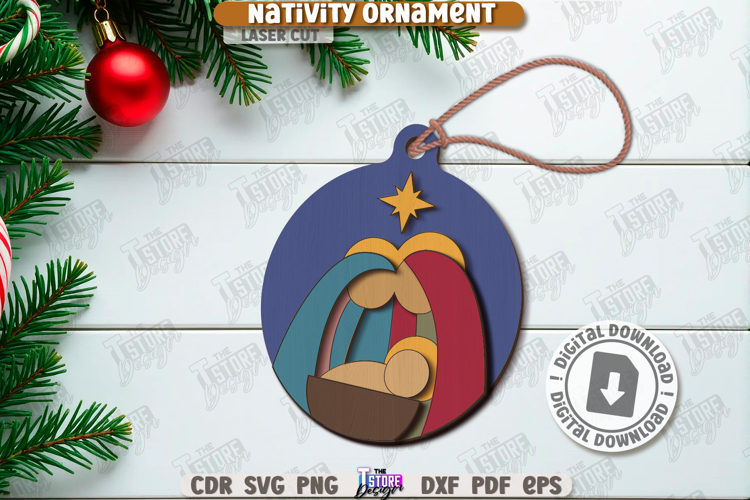 Nativity Ornament Laser Cut |Christmas Decor| Xmas Tree Toy