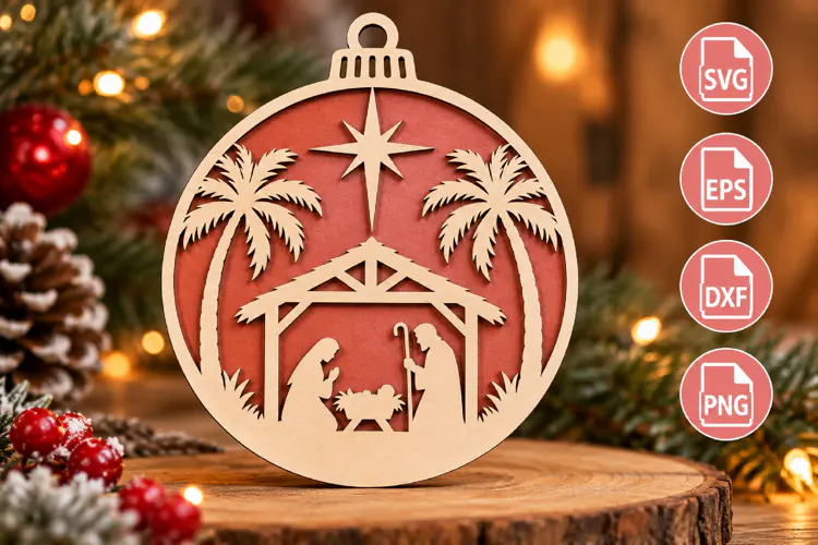 Nativity Christmas Ornament Laser Cut