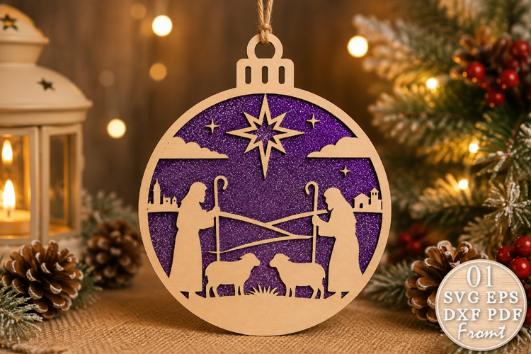 Nativity Christmas Ornament SVG Laser Cut