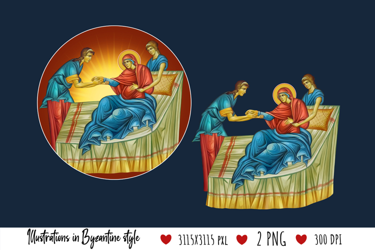 Nativity of the Blessed Virgin Mary. Christian Illustration