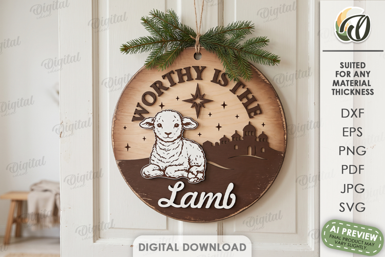 Nativity Round Sign Laser Cut. Door Hanger. Wall Decor SVG