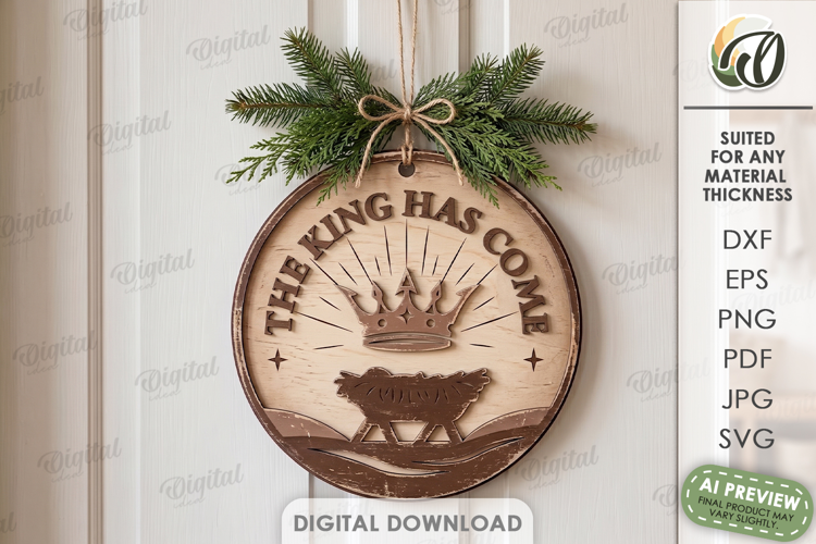 Nativity Round Sign Laser Cut. Door Hanger. Wall Decor SVG