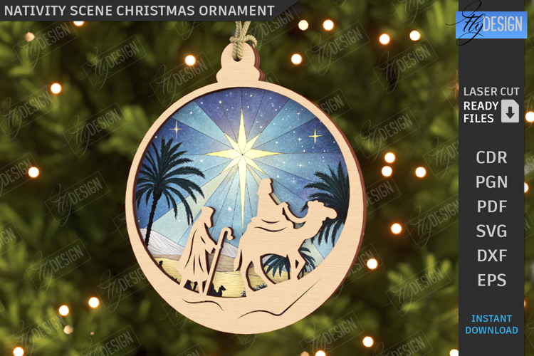 Nativity Scene Laser Cut| Christmas Ornament |Xmas Tree Toys