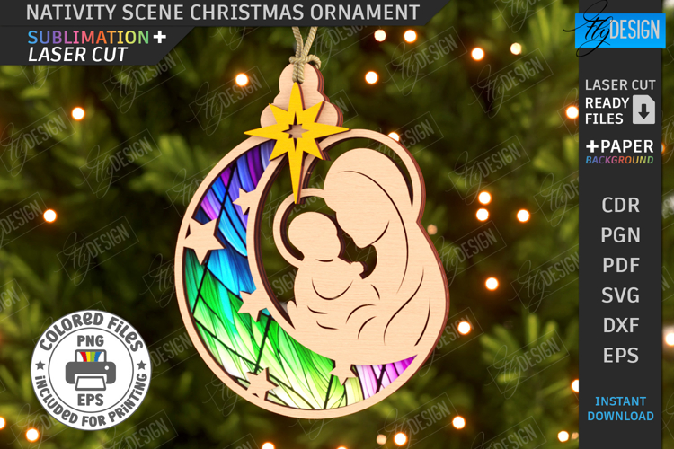 Nativity Scene Laser Cut| Christmas Ornament |Christmas Eve