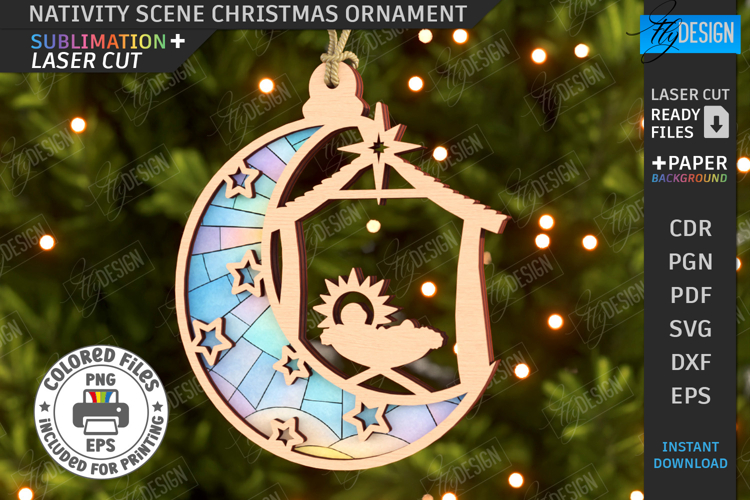 Nativity Scene Laser Cut| Christmas Ornament |Christmas Eve