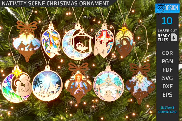 Nativity Scene Ornaments Laser Cut Bundle|Christmas Eve SVG