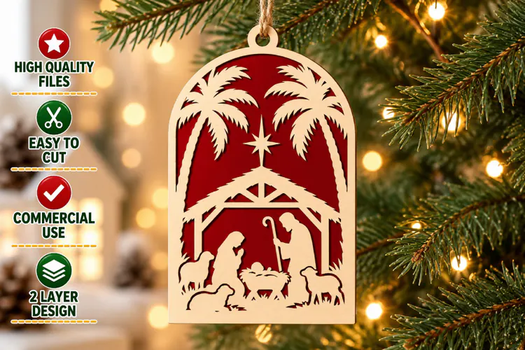 Nativity Scene Christmas Ornament SVG