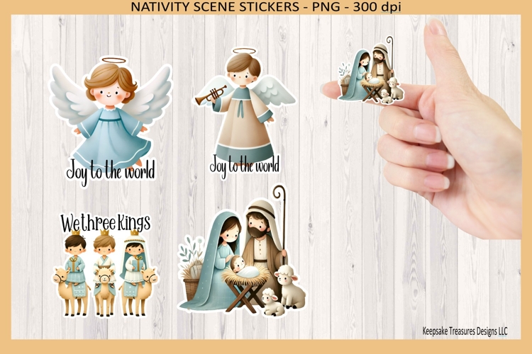 Christmas Nativity Stickers, Print and Cut, Sublimation Png