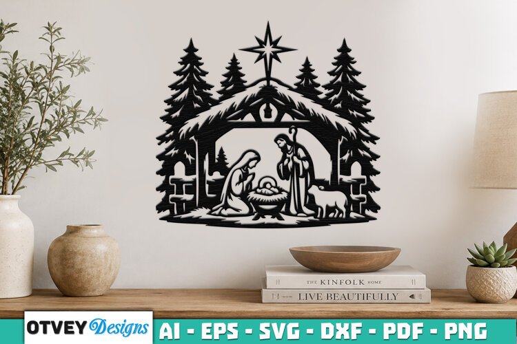 Nativity Scene Wall Art Lasercut example image 1