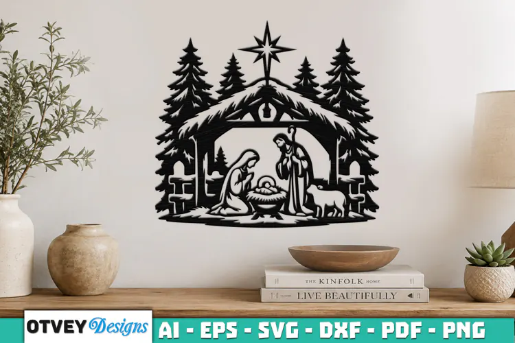 Nativity Scene Wall Art Lasercut