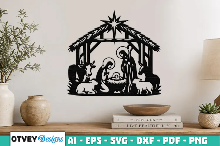 Nativity Scene Wall Art Lasercut