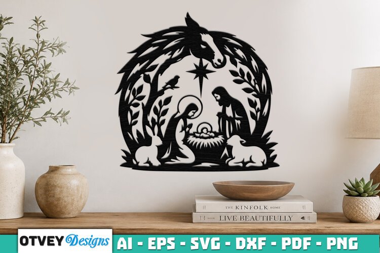 Nativity Scene Wall Art Lasercut example image 1
