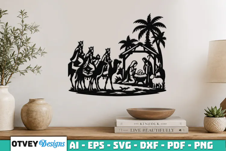 Nativity Scene Wall Art Lasercut