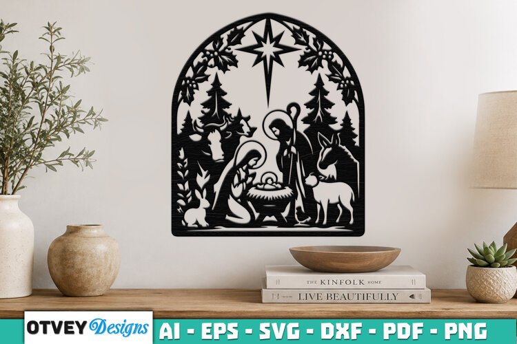 Nativity Scene Wall Art Lasercut example image 1
