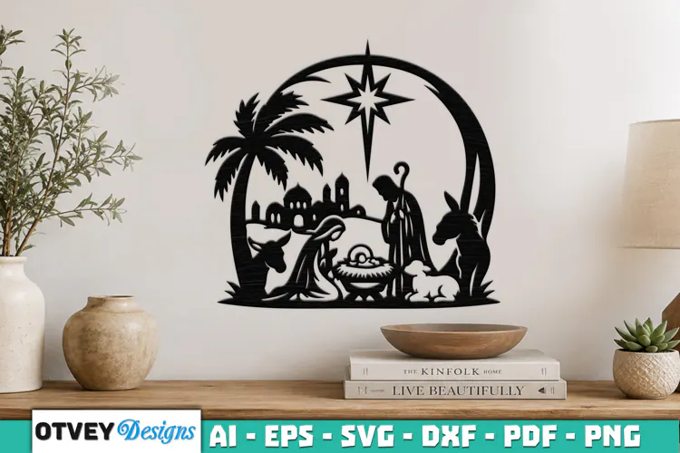 Nativity Scene Wall Art Lasercut