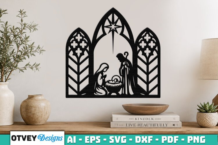 Nativity Scene Wall Art Lasercut example image 1