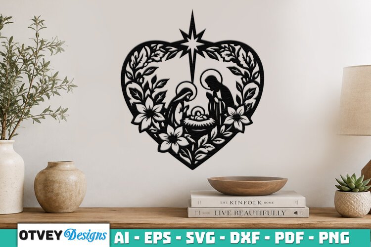 Nativity Scene Wall Art Lasercut example image 1