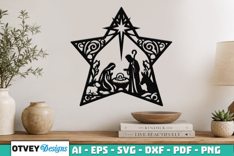 Nativity Scene Wall Art Lasercut example image 1