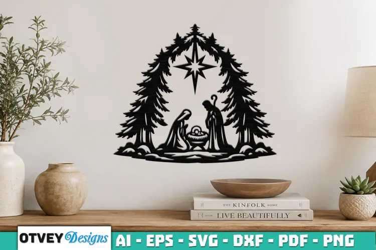 Nativity Scene Wall Art Lasercut
