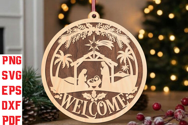 Nativity Welcome Laser Cut SVG example image 1