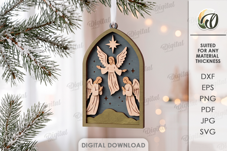 3D Nativity Ornament Laser Cut. Christmas Tree Decor SVG