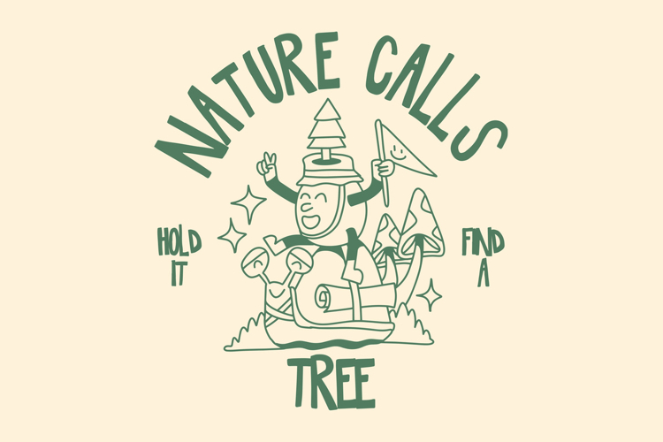 Nature Calls Vintage Summer Camping Cartoon T shirt Design
