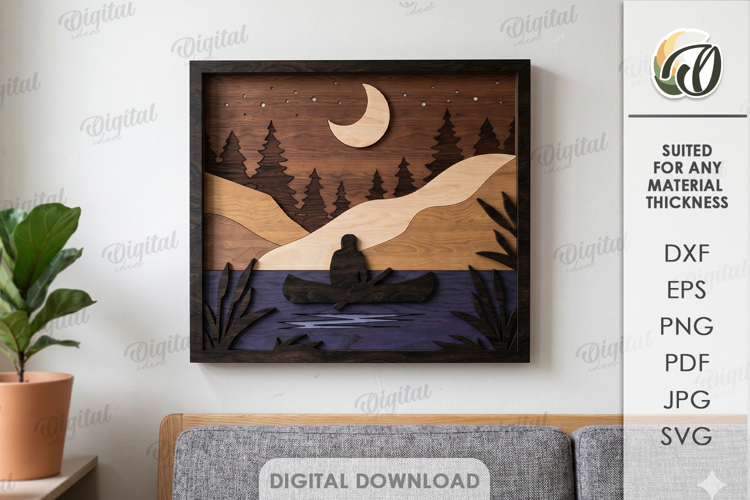 3D Nature Layered Wall Art Laser Cut. Wall Decor SVG example image 1