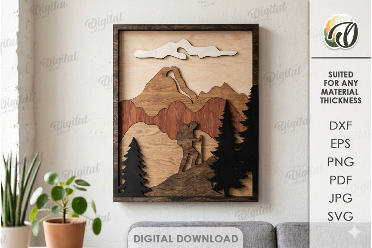 3D Nature Layered Wall Art Laser Cut. Wall Decor SVG example image 1