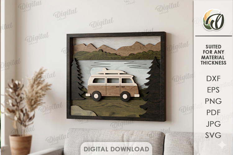 3D Nature Layered Wall Art Laser Cut. Wall Decor SVG example image 1
