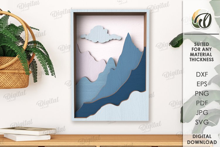 Nature Layered Wall Art Laser Cut. Wall Decor SVG