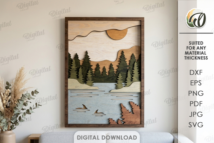 3D Nature Layered Wall Art Laser Cut. Wall Decor SVG example image 1
