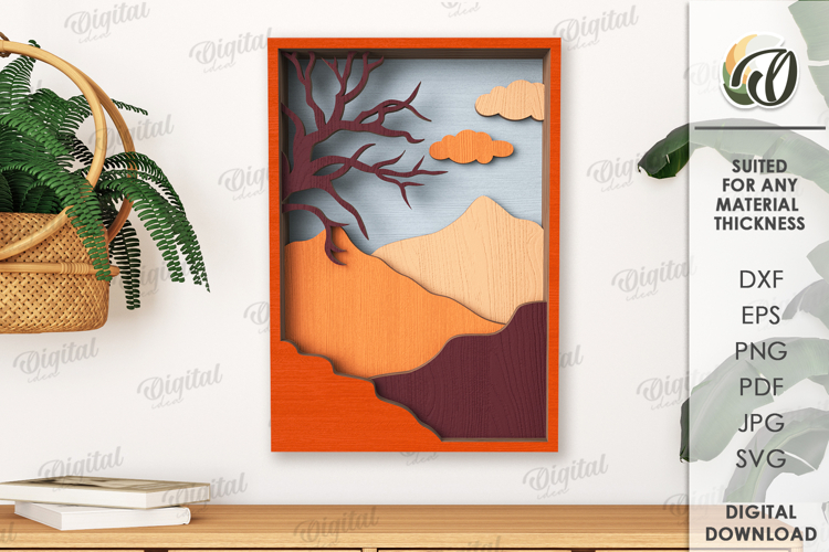 Nature Layered Wall Art Laser Cut. Wall Decor SVG